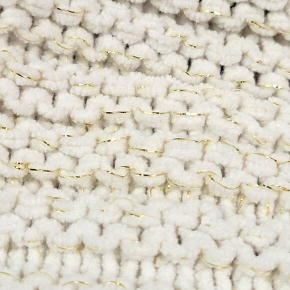 Cat & Jack White with Gold Sparkle Accent Open Cardigan Sweater Sz. Girl's 10/12 - Picture 3 of 8